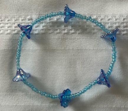 Beaded Bracelet (blue flower)