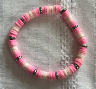 Clay Bead Bracelet (pink & silver gradient)