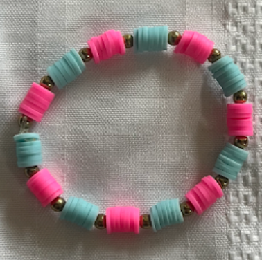 Clay Bead Bracelet (Pink & Blue)