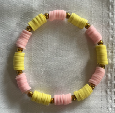 Clay Bead Bracelet (Pink & Yellow)